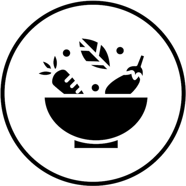 Diseño vectorial del estilo del icono de la taza de verduras