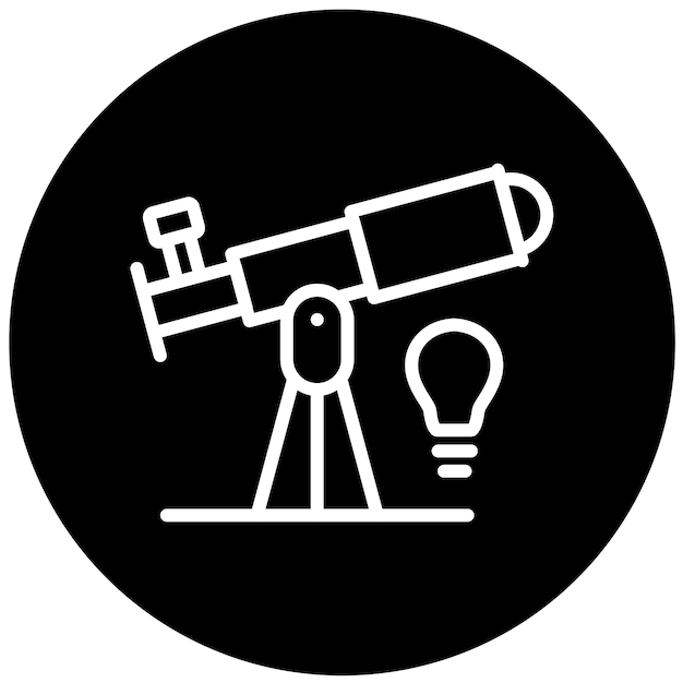 Diseño vectorial Estilo del icono del telescopio de descubrimiento