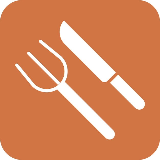 Diseño vectorial de estilo de icono de tenedor y cuchillo
