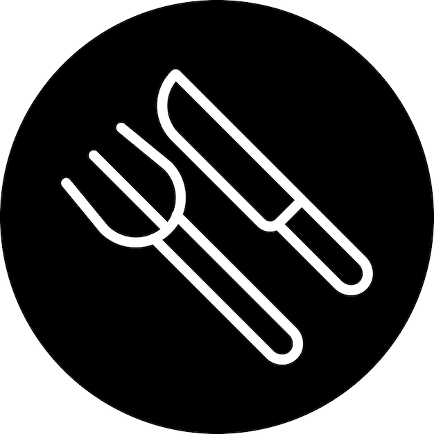 Diseño vectorial de estilo de icono de tenedor y cuchillo