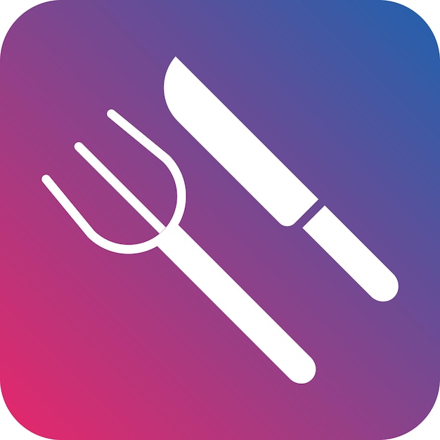 Diseño vectorial de estilo de icono de tenedor y cuchillo