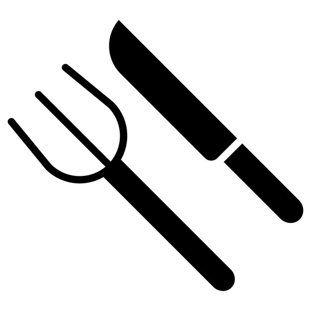 Diseño vectorial de estilo de icono de tenedor y cuchillo