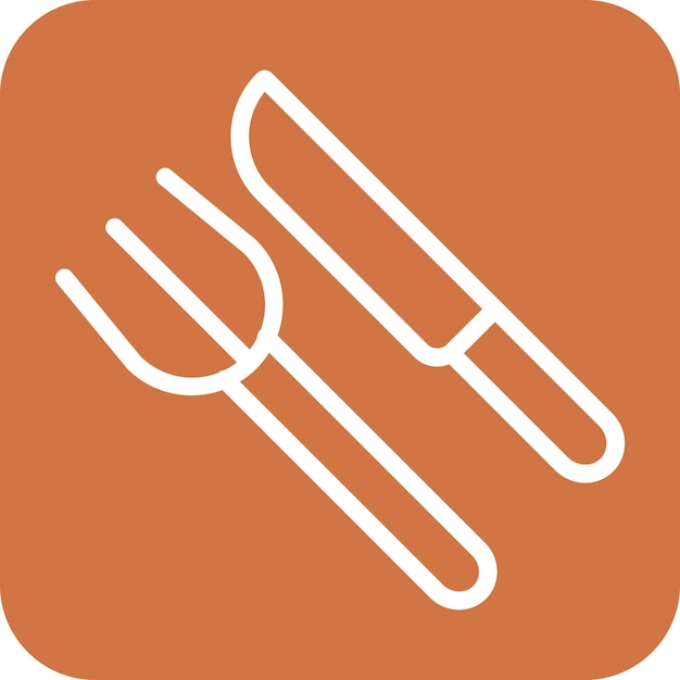 Diseño vectorial de estilo de icono de tenedor y cuchillo