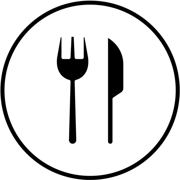 Diseño vectorial de estilo de icono de tenedor y cuchillo
