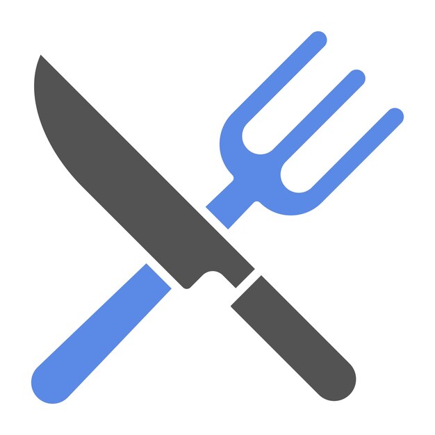Diseño vectorial de estilo de icono de tenedor y cuchillo