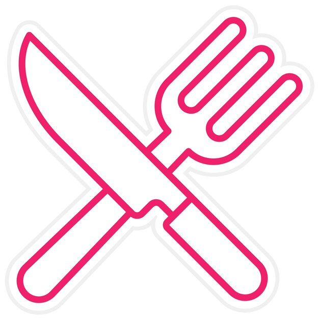 Diseño vectorial de estilo de icono de tenedor y cuchillo