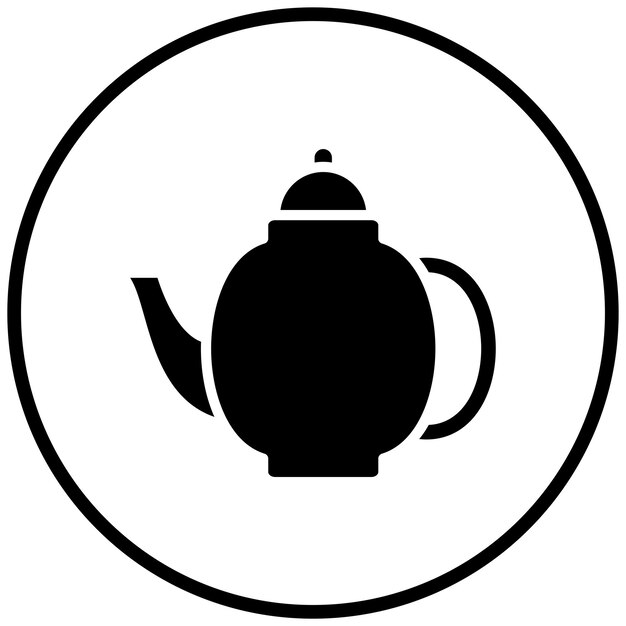 Diseño vectorial del estilo del icono de la tetera