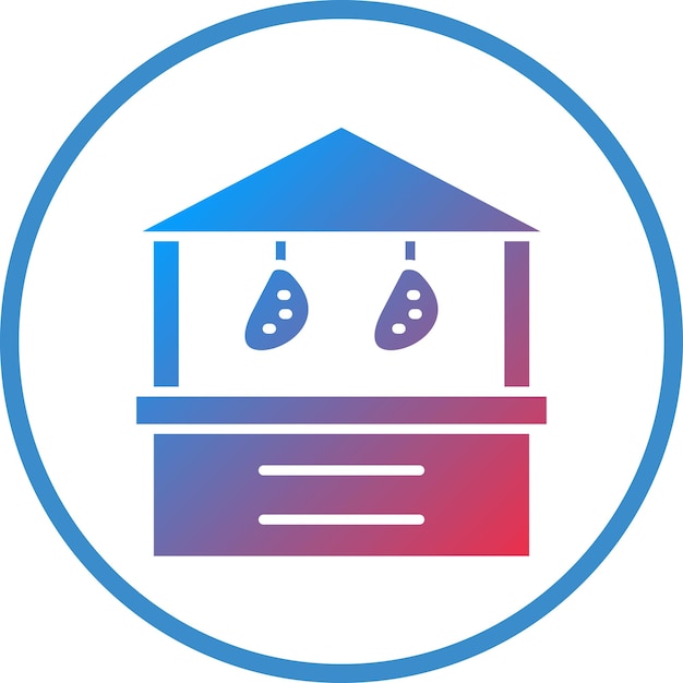 Diseño vectorial del estilo del icono de la tienda de carne