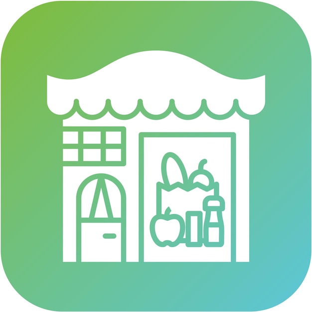 Diseño vectorial Estilo del icono de la tienda de comestibles