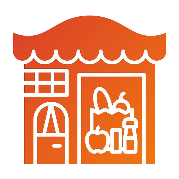 Diseño vectorial Estilo del icono de la tienda de comestibles