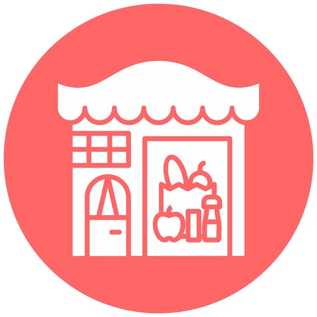 Diseño vectorial Estilo del icono de la tienda de comestibles