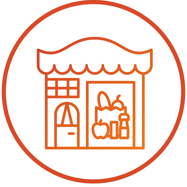 Diseño vectorial Estilo del icono de la tienda de comestibles