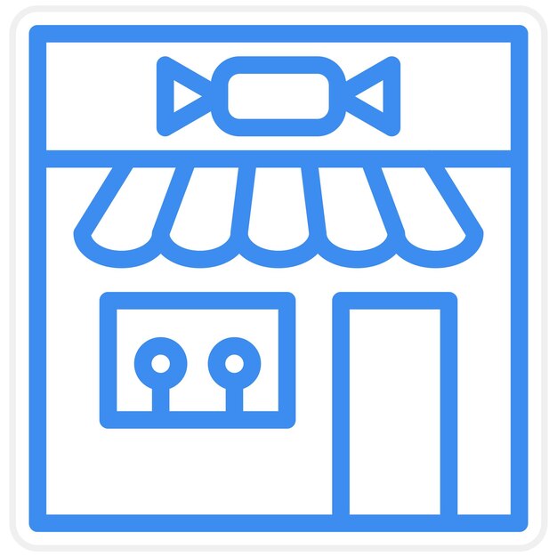 Diseño vectorial del estilo del icono de la tienda de dulces