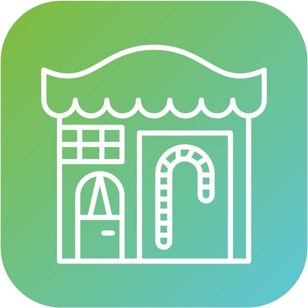 Diseño vectorial del estilo del icono de la tienda de dulces