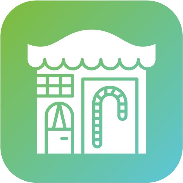 Diseño vectorial del estilo del icono de la tienda de dulces