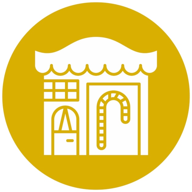 Diseño vectorial del estilo del icono de la tienda de dulces