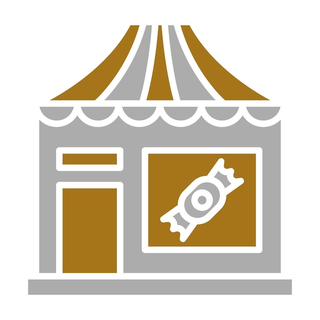 Diseño vectorial del estilo del icono de la tienda de dulces