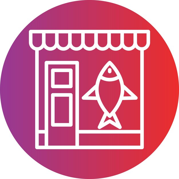 Diseño vectorial Estilo del icono de la tienda de peces
