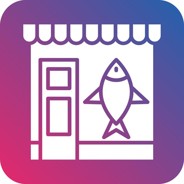 Diseño vectorial Estilo del icono de la tienda de peces