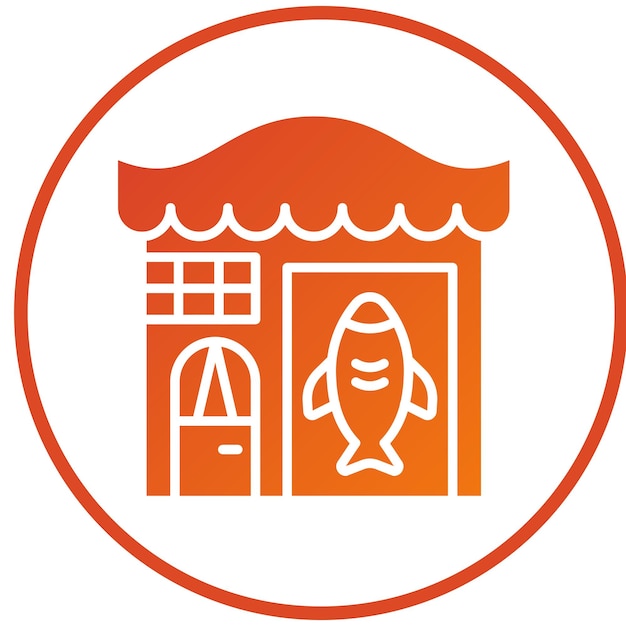 Diseño vectorial Estilo del icono de la tienda de peces