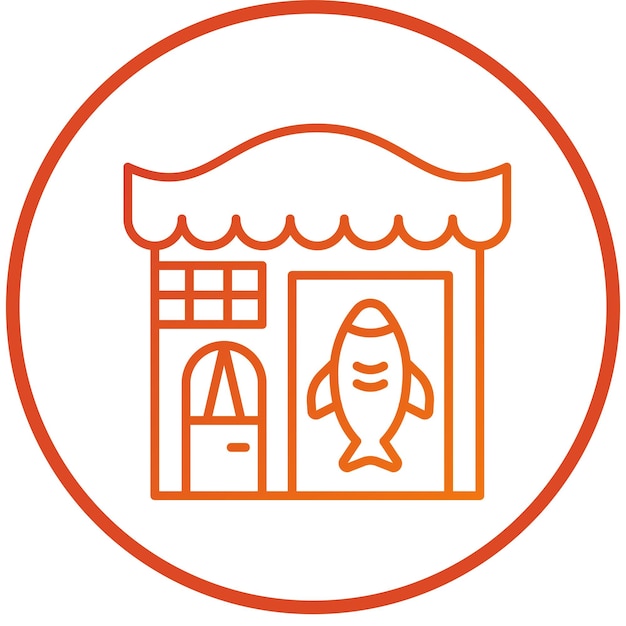 Diseño vectorial Estilo del icono de la tienda de peces