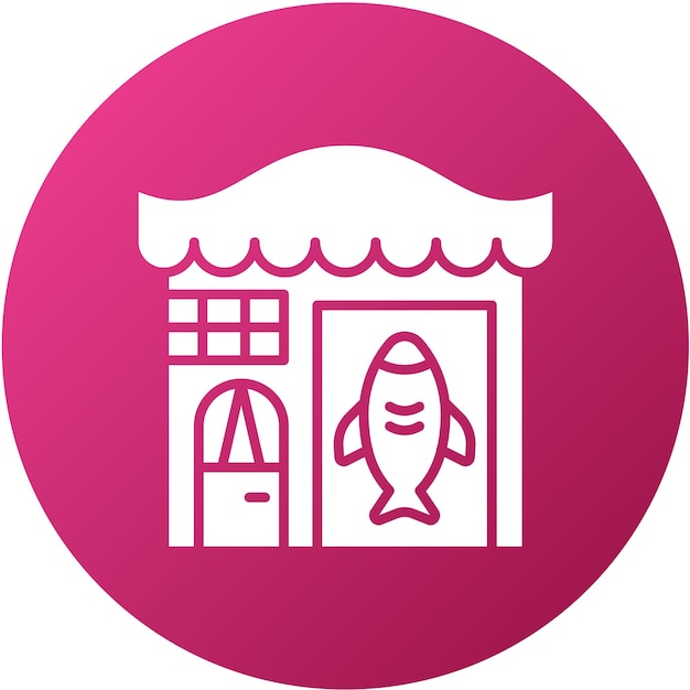 Diseño vectorial Estilo del icono de la tienda de peces