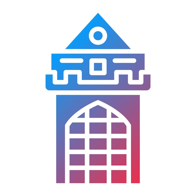 Diseño vectorial del estilo del icono de la torre del castillo