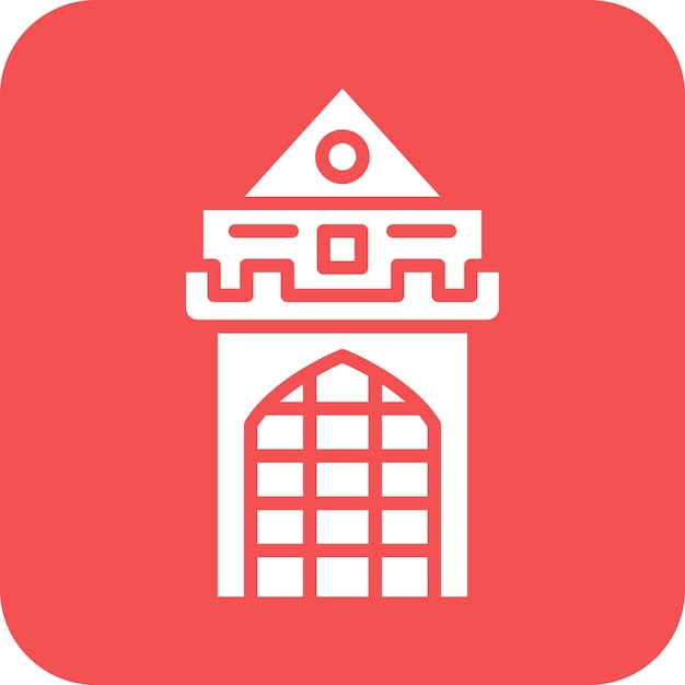 Diseño vectorial del estilo del icono de la torre del castillo