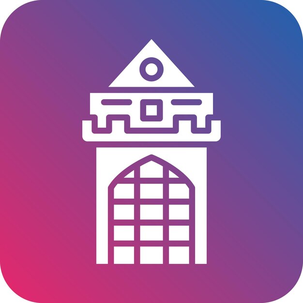 Diseño vectorial del estilo del icono de la torre del castillo
