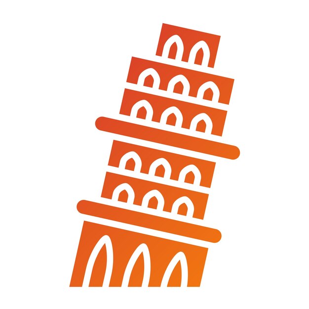 Diseño vectorial del estilo del icono de la Torre de Pisa