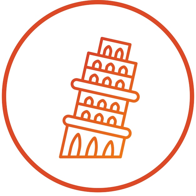 Diseño vectorial del estilo del icono de la Torre de Pisa