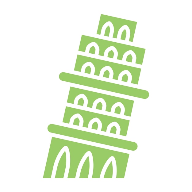 Diseño vectorial del estilo del icono de la Torre de Pisa