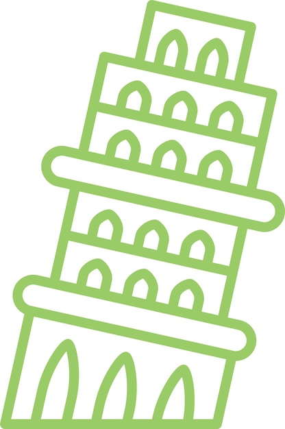 Diseño vectorial del estilo del icono de la Torre de Pisa
