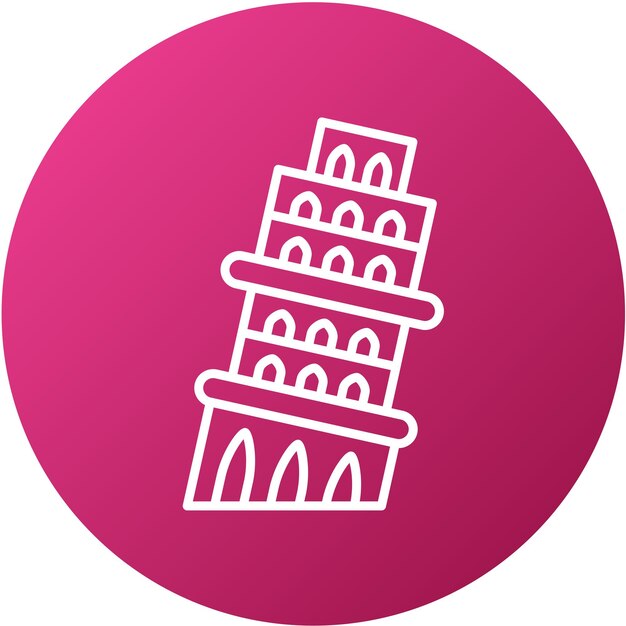 Diseño vectorial del estilo del icono de la Torre de Pisa
