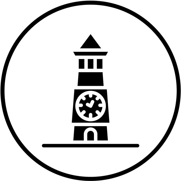 Diseño vectorial Estilo del icono de la torre del reloj