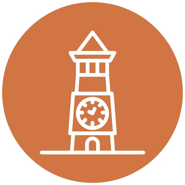 Diseño vectorial Estilo del icono de la torre del reloj