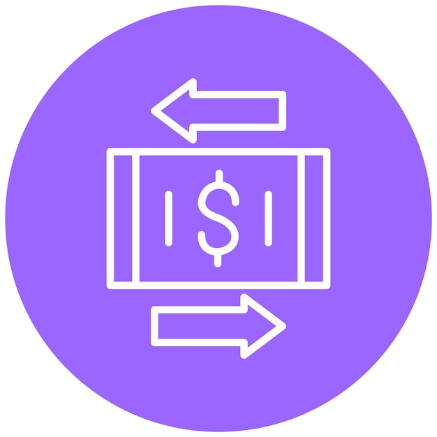 Diseño vectorial Estilo del icono de transferencia de dinero