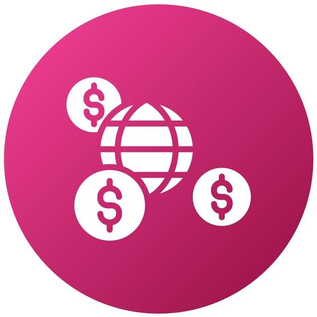Diseño vectorial del estilo del icono de transferencia de efectivo global