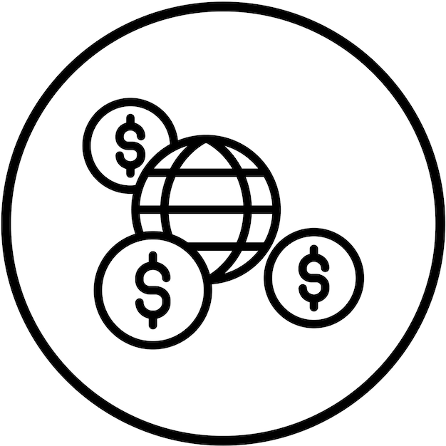 Diseño vectorial del estilo del icono de transferencia de efectivo global