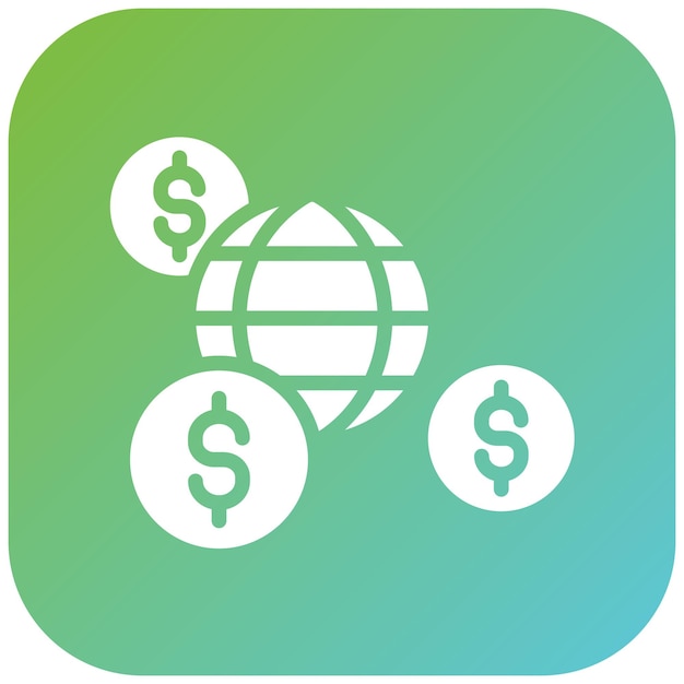 Diseño vectorial del estilo del icono de transferencia de efectivo global