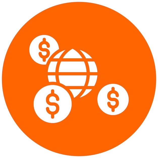 Diseño vectorial del estilo del icono de transferencia de efectivo global