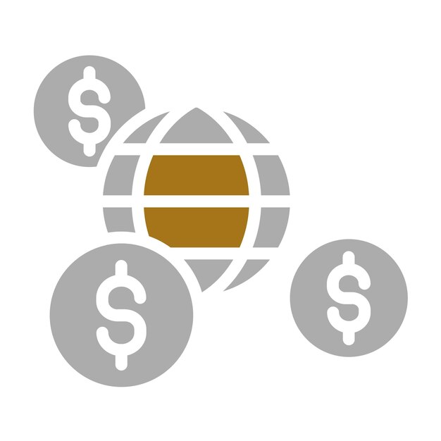 Diseño vectorial del estilo del icono de transferencia de efectivo global