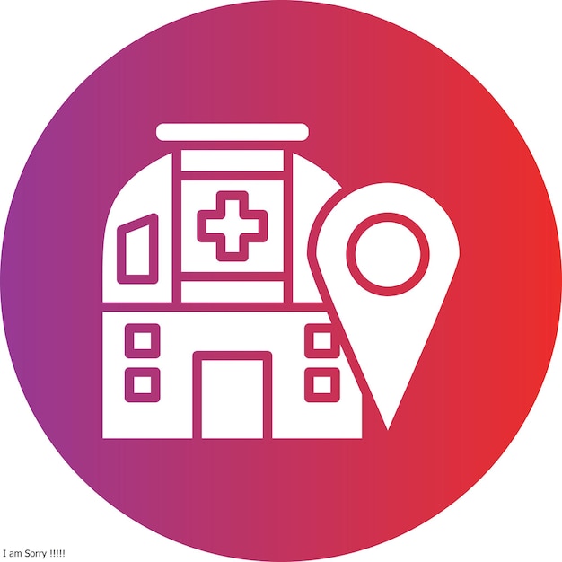 Diseño vectorial Estilo del icono de la ubicación del hospital