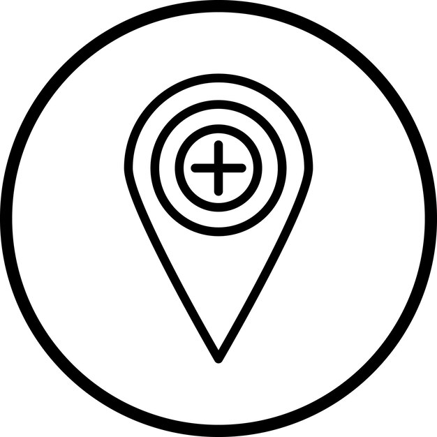 Diseño vectorial Estilo del icono de la ubicación del hospital