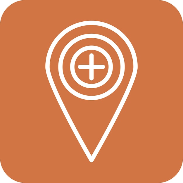 Diseño vectorial Estilo del icono de la ubicación del hospital