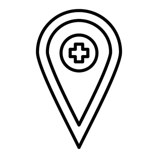 Diseño vectorial Estilo del icono de la ubicación del hospital