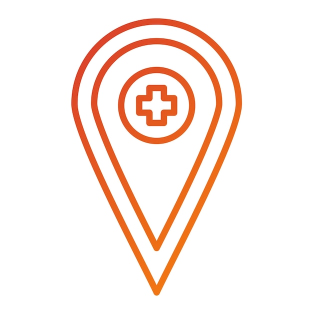 Diseño vectorial Estilo del icono de la ubicación del hospital