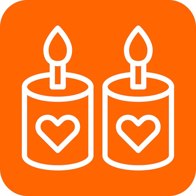 Diseño vectorial Estilo del icono de la vela de boda