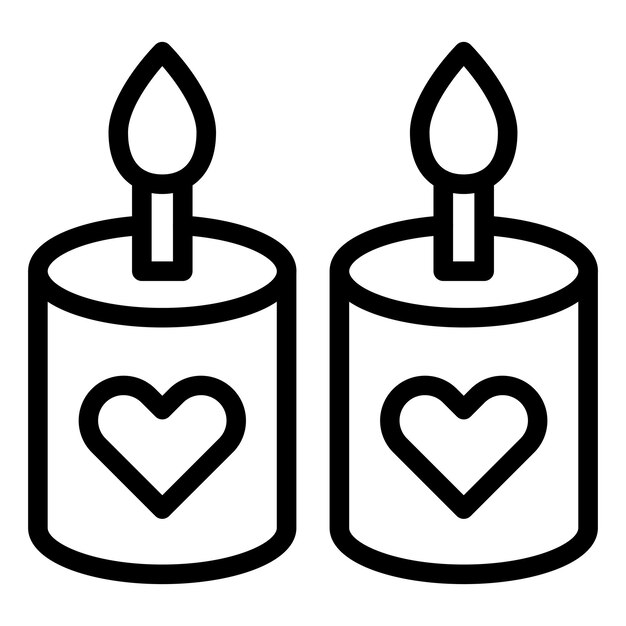 Diseño vectorial Estilo del icono de la vela de boda