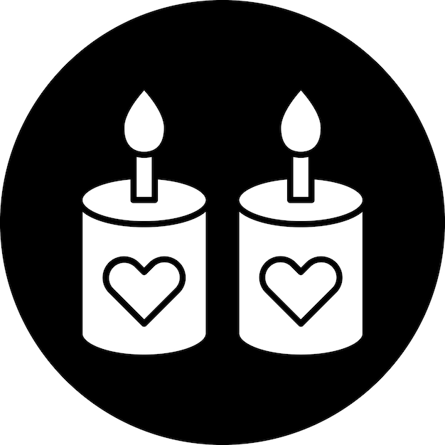 Diseño vectorial Estilo del icono de la vela de boda